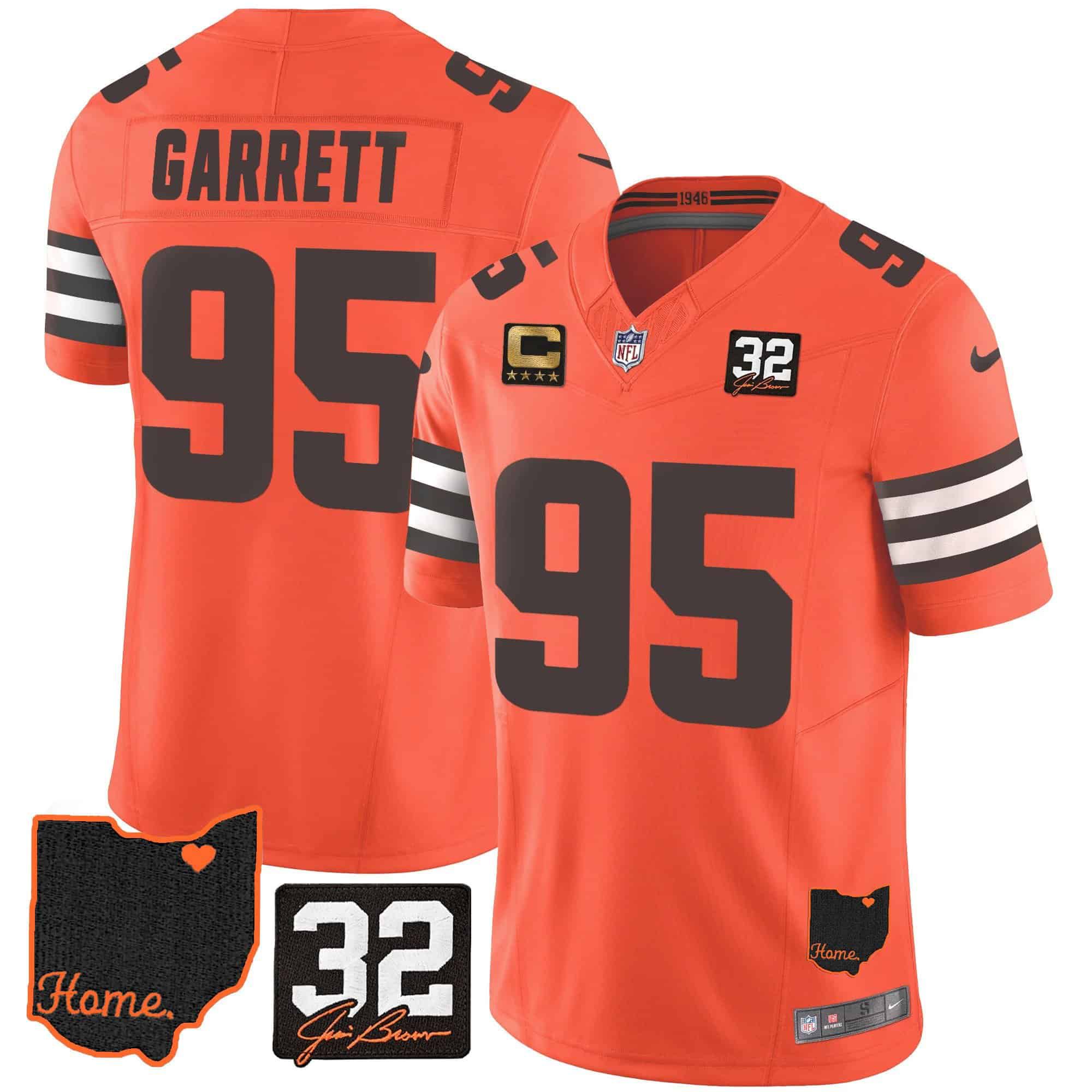 Men Cleveland Browns #95 Garrett Orange Memorial Home Patch 2024 Nike NFL Jersey->indianapolis colts->NFL Jersey